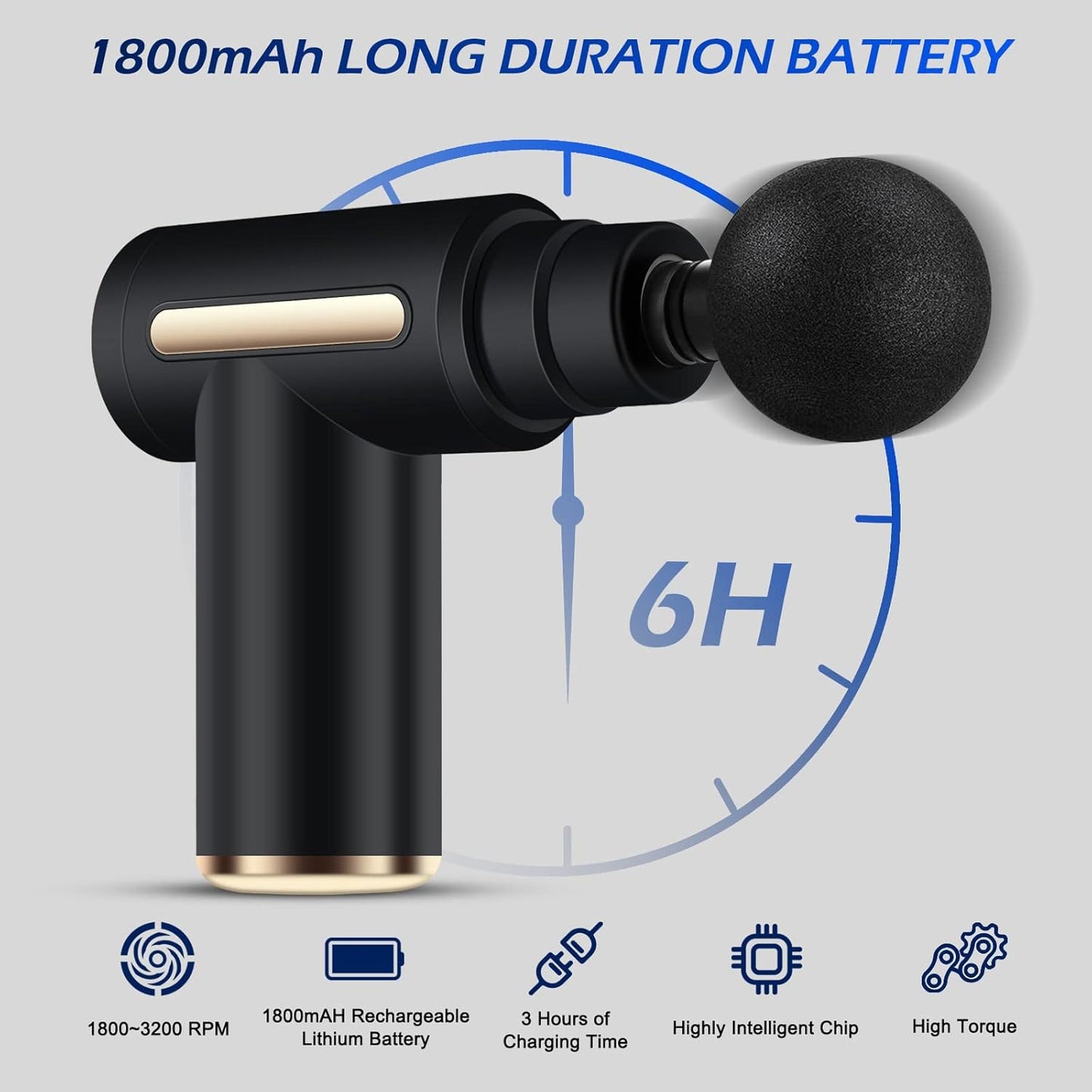6 Speeds Handheld Muscle Massager With 4 Heads