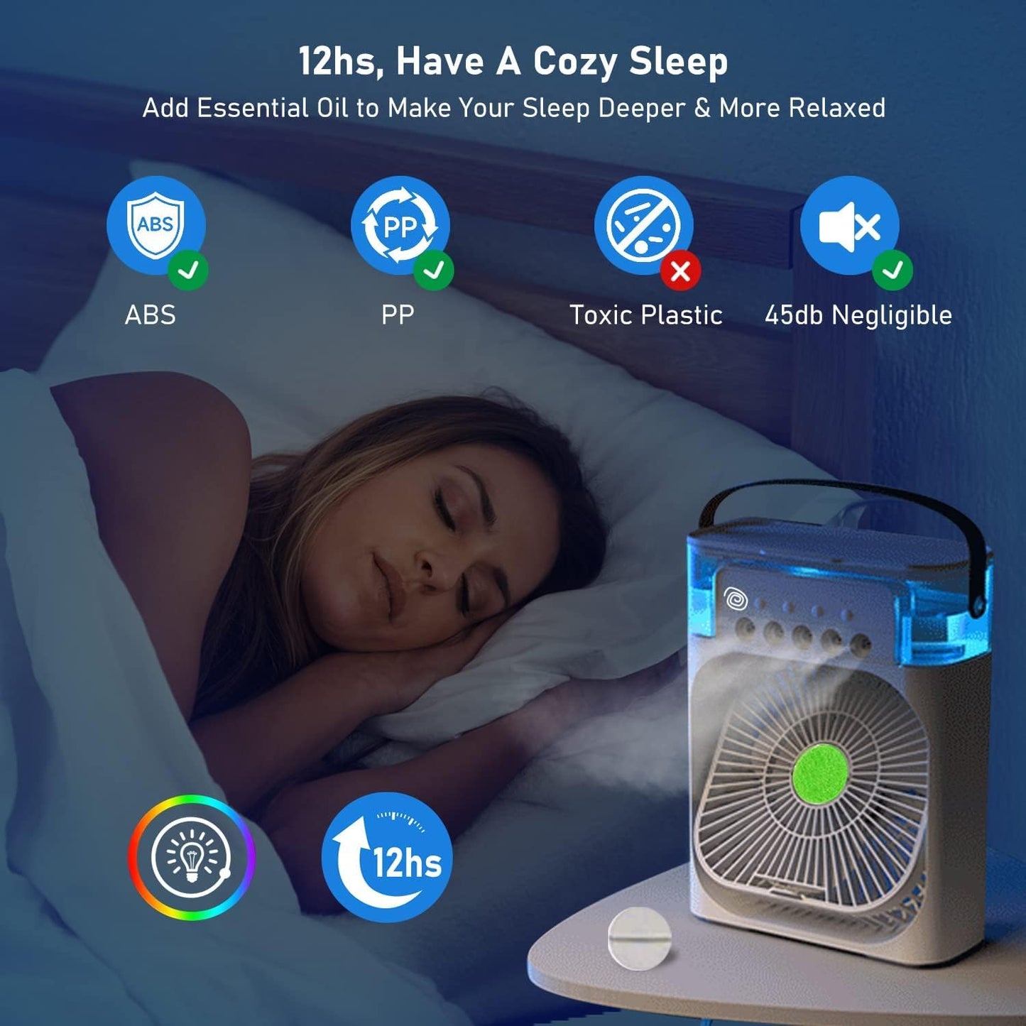 3 in 1 Mist Fan with Aroma & Night Light