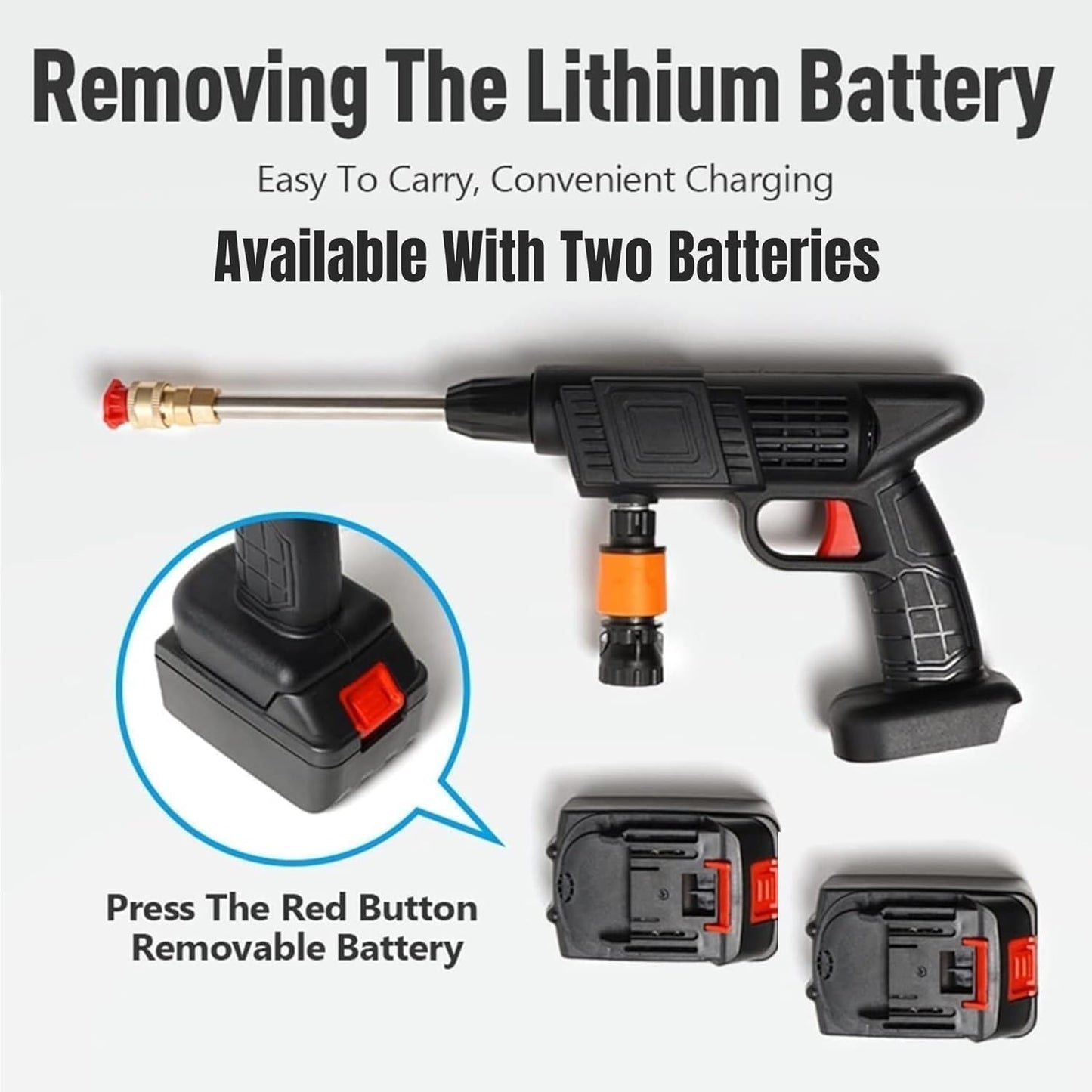 Cordless High Pressure Washer Gun – Car, Solar Panel & AC Cleaner