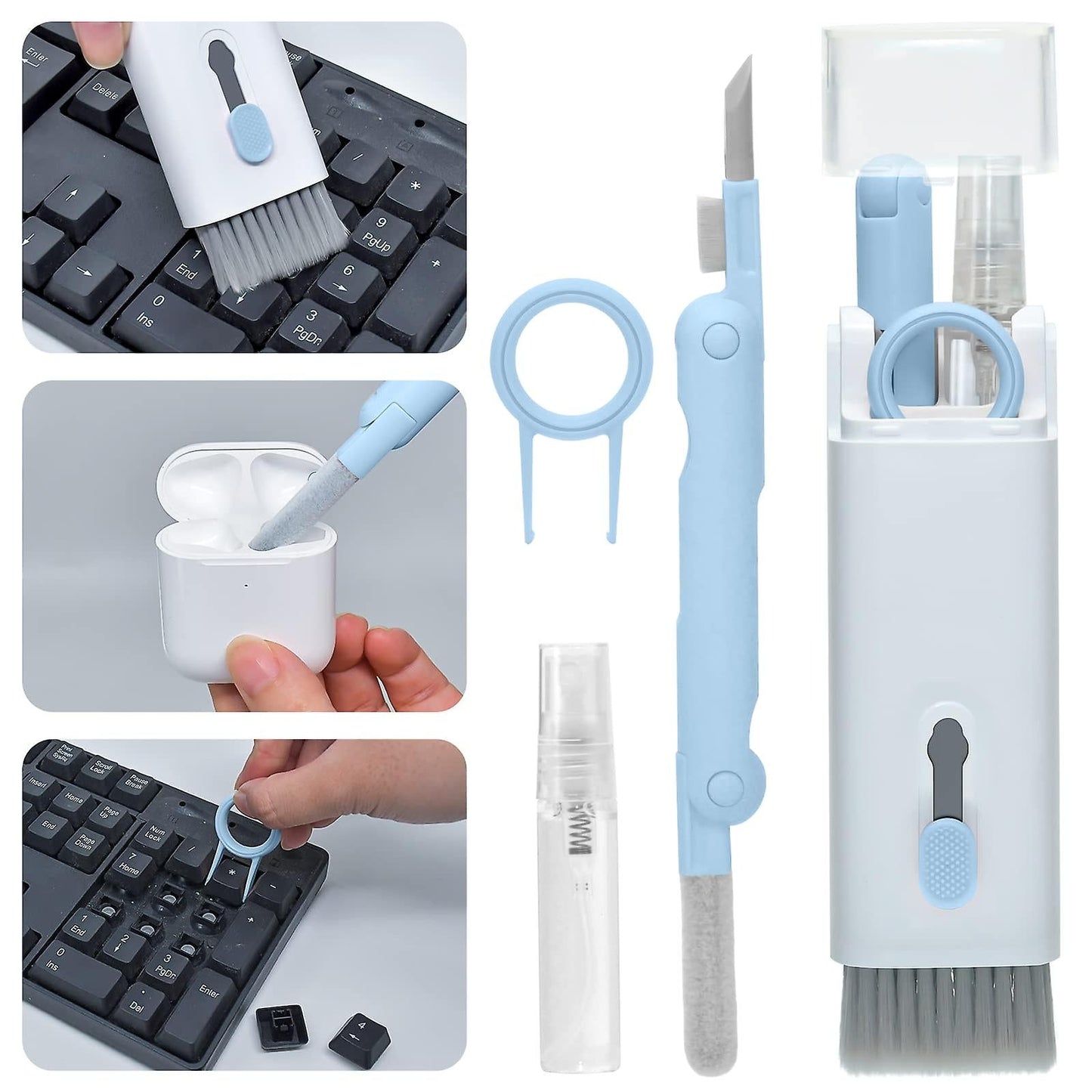 7-in-1 Computer Keyboard Cleaner Brush Kit Earphone Cleaning Pen For Headset Keyboard Cleaning Tool