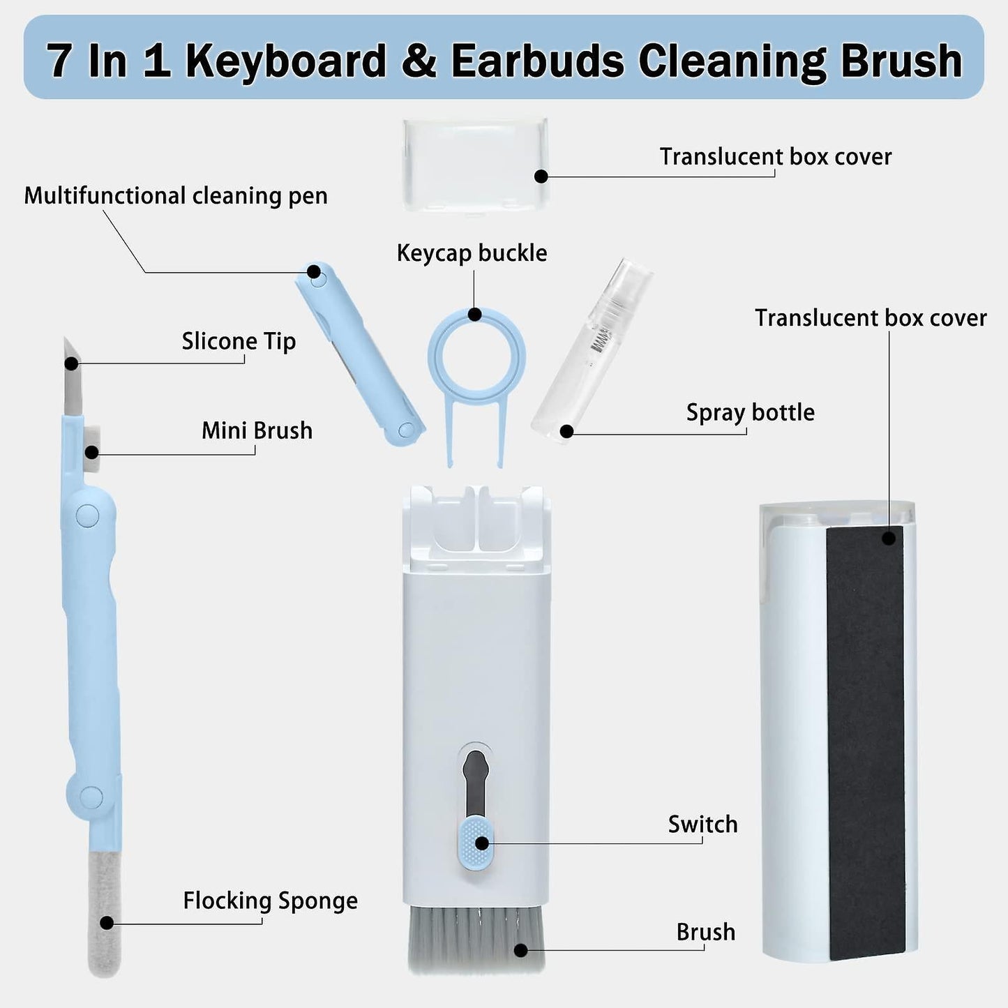 7-in-1 Computer Keyboard Cleaner Brush Kit Earphone Cleaning Pen For Headset Keyboard Cleaning Tool